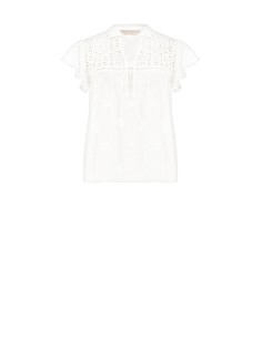 Ruime katoenen blouse met strepen, borduursels en ajourdetails Rinascimento