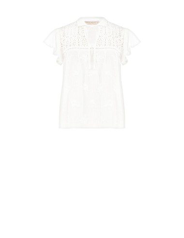 Ruime katoenen blouse met strepen, borduursels en ajourdetails Rinascimento