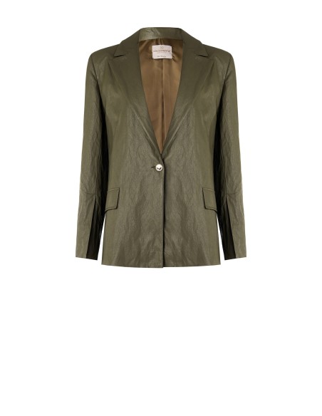 Veste blazer en similicuir effet froissé Rinascimento