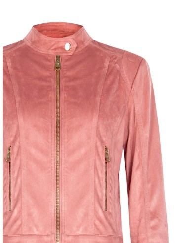 Veste biker courte et cintrée en simili-daim Rinascimento