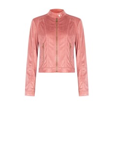 Veste biker courte et cintrée en simili-daim Rinascimento