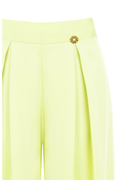 Pantalon palazzo en satin avec pinces Rinascimento