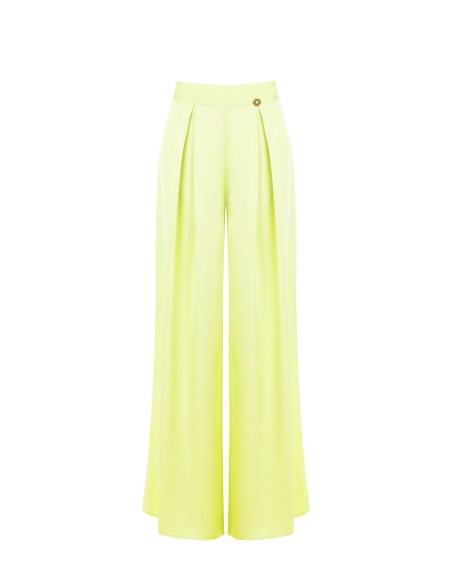 Pantalon palazzo en satin avec pinces Rinascimento