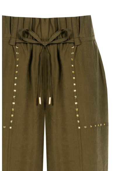 Pantalon de palais en tissu légèrement froissé avec clous Rinascimento