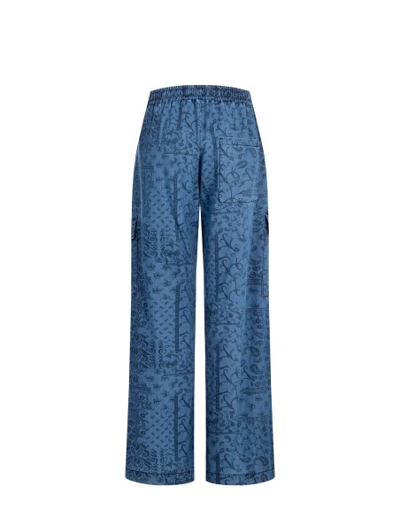 Denim léger imprimé Cargo Palace Pantalon Rinascimento