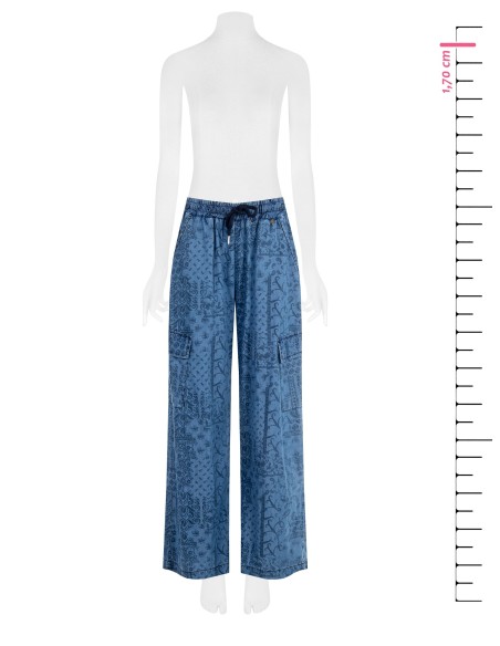 Denim léger imprimé Cargo Palace Pantalon Rinascimento