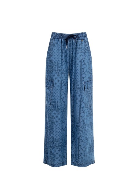 Denim léger imprimé Cargo Palace Pantalon Rinascimento