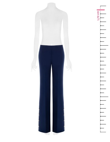 Pantalon palazzo en scuba crêpe avec boutons sur les côtés Rinascimento
