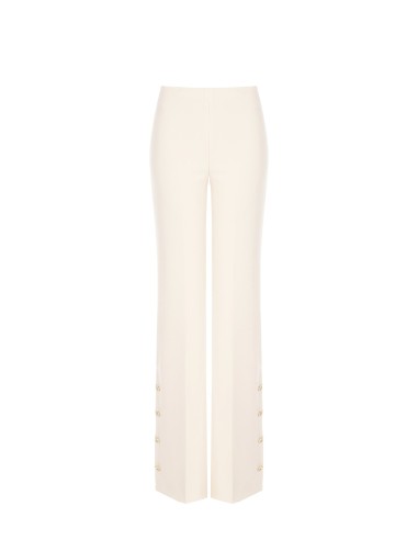 Pantalon palazzo en scuba crêpe avec boutons sur les côtés Rinascimento