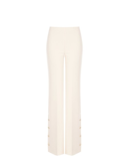 Pantalon palazzo en scuba crêpe avec boutons sur les côtés Rinascimento