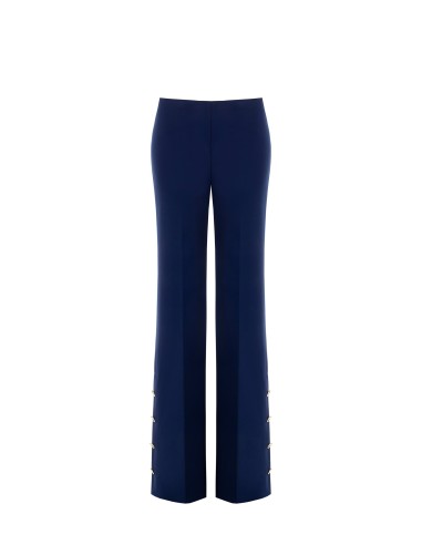 Pantalon palazzo en scuba crêpe avec boutons sur les côtés Rinascimento