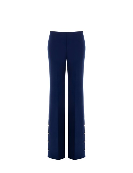 Pantalon palazzo en scuba crêpe avec boutons sur les côtés Rinascimento
