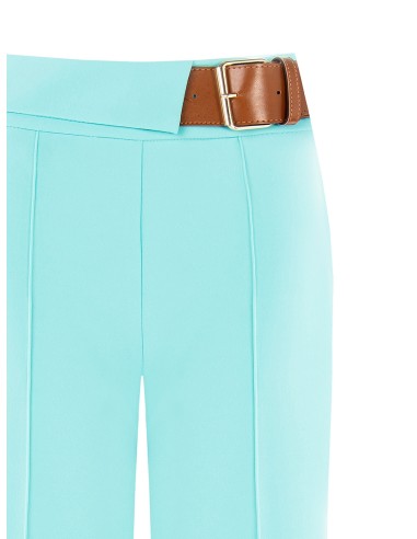 Pantalon palazzo en crêpe scuba avec poches et ceinture en similicuir Rinascimento
