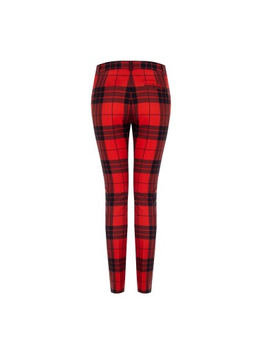 Pantalon skinny cropped tartan avec bouton doré Rinascimento