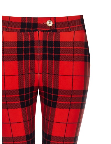 Pantalon skinny cropped tartan avec bouton doré Rinascimento