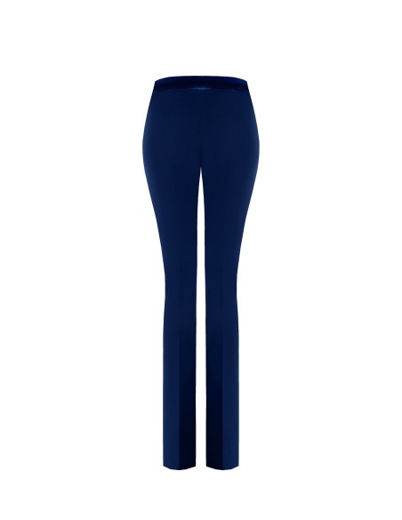 Pantalon évasé en tissu technique avec bande de taille en satin Rinascimento