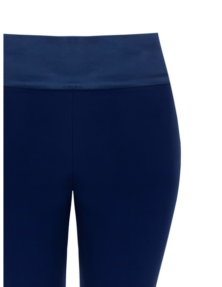 Pantalon évasé en tissu technique avec bande de taille en satin Rinascimento