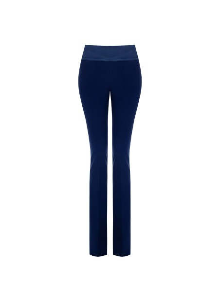 Pantalon évasé en tissu technique avec bande de taille en satin Rinascimento