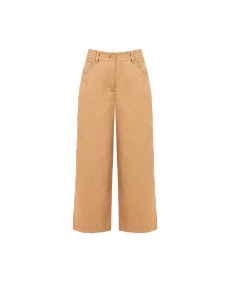 Pantalon large cropped en denim avec élastique au dos Rinascimento