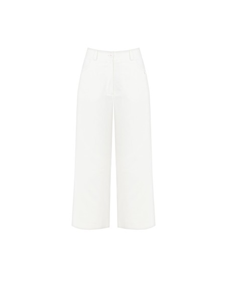 Pantalon large cropped en denim avec élastique au dos Rinascimento