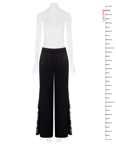 Pantalon palazzo en satin avec empiècement en dentelle sur le côté, Rinascimento