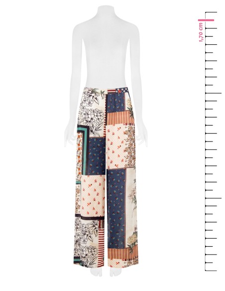 Pantalon palazzo en satin avec poches Rinascimento