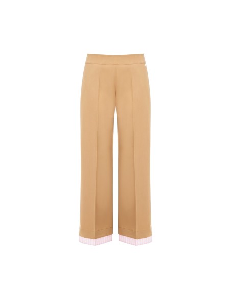 Pantalon palazzo en polyviscose avec empiècement à rayures et poches Rinascimento