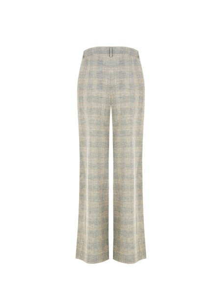 Pantalon palazzo à carreaux en mélange de coton et de lin Rinascimento