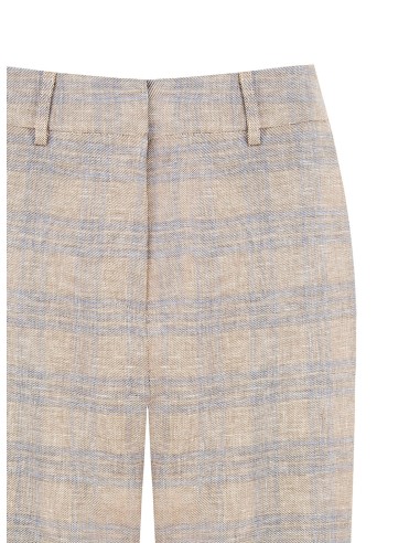 Bermuda baggy en coton et lin mélangés à carreaux Rinascimento