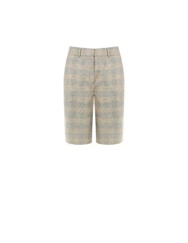 Bermuda baggy en coton et lin mélangés à carreaux Rinascimento