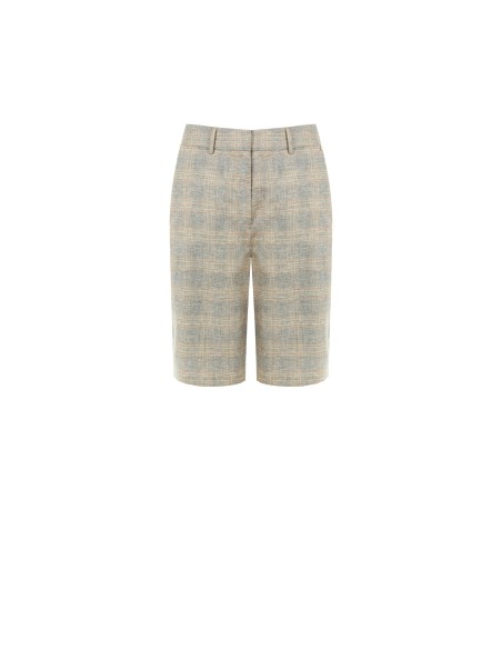 Bermuda baggy en coton et lin mélangés à carreaux Rinascimento