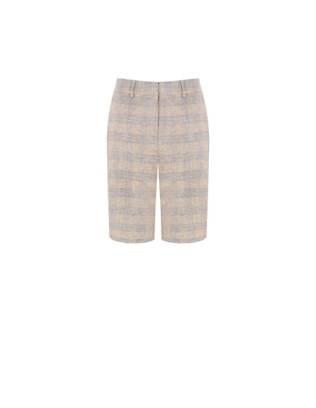 Bermuda baggy en coton et lin mélangés à carreaux Rinascimento