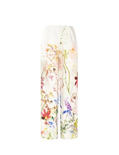 Pantalon palazzo en satin imprimé botanique avec poches Rinascimento 2