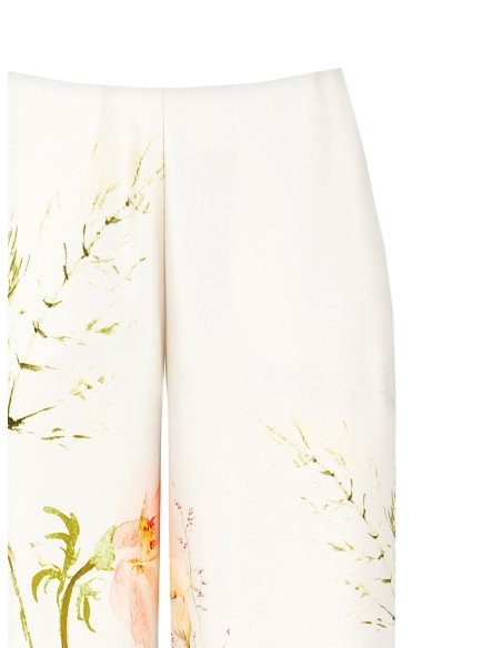 Pantalon palazzo en satin imprimé botanique avec poches Rinascimento