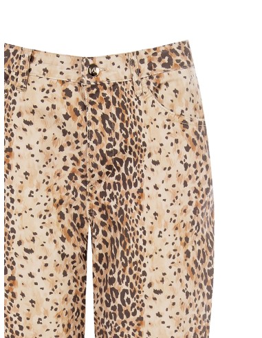 Pantalon mom fit 7/8 imprimé léopard en coton Rinascimento