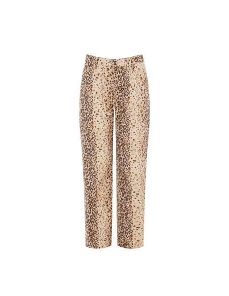 Pantalon mom fit 7/8 imprimé léopard en coton Rinascimento