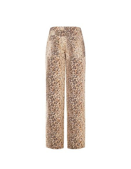 Pantalon droit en coton à imprimé léopard Rinascimento