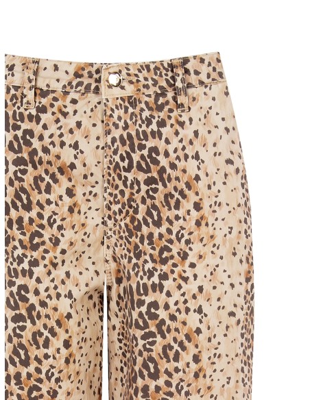 Pantalon droit en coton à imprimé léopard Rinascimento