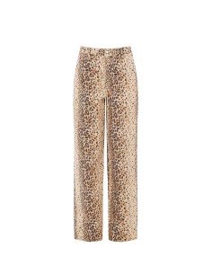 Pantalon droit en coton à imprimé léopard Rinascimento