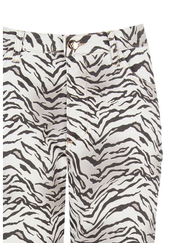 Pantalon mom fit zébré en coton, longueur cheville, Rinascimento