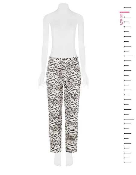 Pantalon mom fit zébré en coton, longueur cheville, Rinascimento