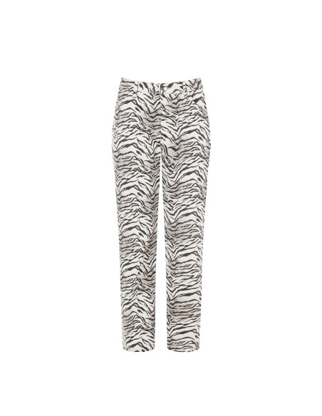 Pantalon mom fit zébré en coton, longueur cheville, Rinascimento