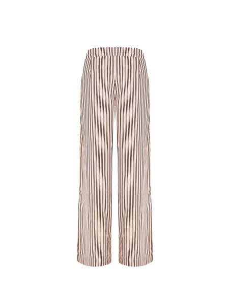 Pantalon palazzo en satin rayé avec cordon de serrage et poches Rinascimento