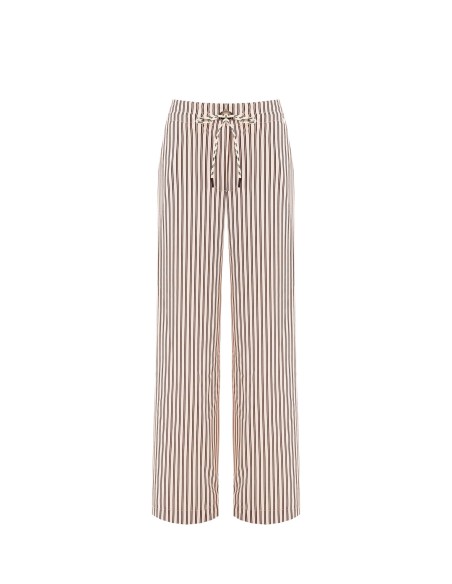 Pantalon palazzo en satin rayé avec cordon de serrage et poches Rinascimento