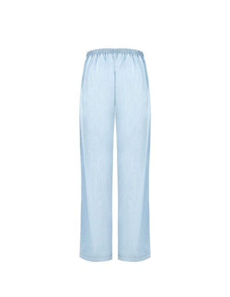 Pantalon palazzo en denim avec bandes latérales et élastique au dos Rinascimento