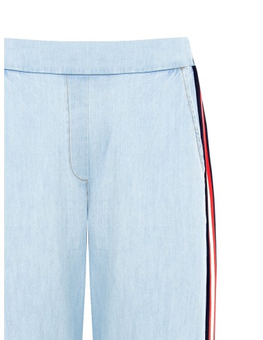 Pantalon palazzo en denim avec bandes latérales et élastique au dos Rinascimento