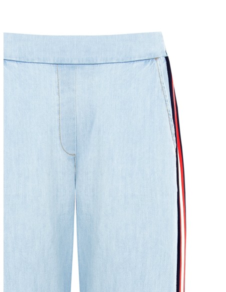 Pantalon palazzo en denim avec bandes latérales et élastique au dos Rinascimento