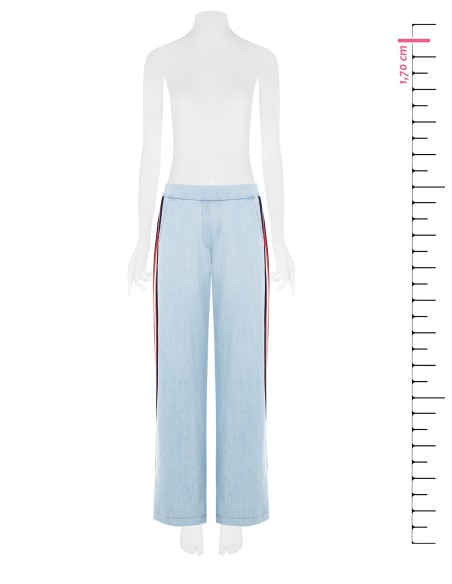 Pantalon palazzo en denim avec bandes latérales et élastique au dos Rinascimento