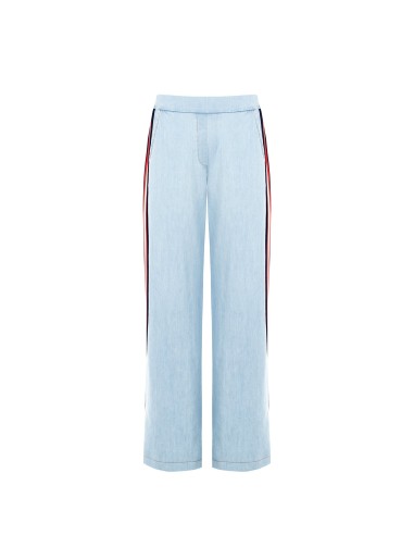 Pantalon palazzo en denim avec bandes latérales et élastique au dos Rinascimento