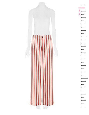 Pantalon palazzo rayé avec élastique au dos et poches Rinascimento